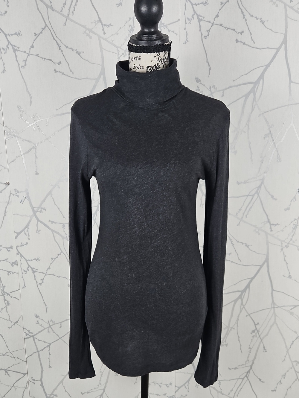 J. Crew Dark Gray Cotton Jersey Turtleneck Long Sleeve